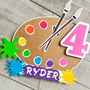 Art Party Cake Topper, Custom Cake Topper, Paint Pallet Cake Topper, Paint Theme Party, Paint Cake Topper