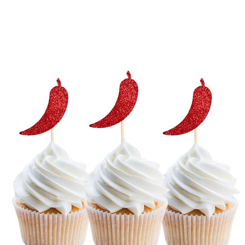 Chili Pepper Cupcake Toppers Red Chili Pepper Toppers Chili Etsy