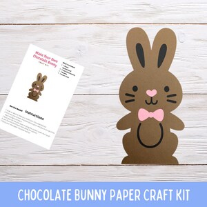 DIY Paper Craft Easter Bunny, Chocolate Easter Bunny Paper Craft, Easter Kids Craft, Toddler Craft Kit, Kid&#39;s Craft Kit, Easy Crafts