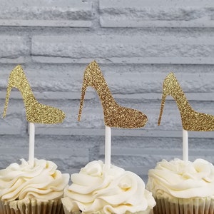 Leopard Print High Heel Cupcake Toppers - 24PCS Stiletto Cake Decorations For Bachelorette, Birthday & Girls Parties