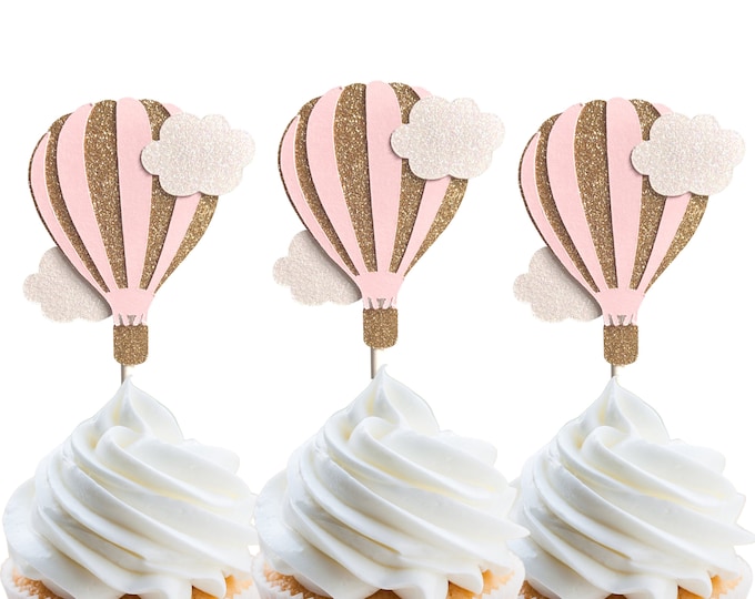 Hot Air Balloon Toppers Hot Air Balloon Cupcake Toppers | Etsy