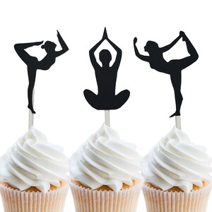 Yoga cupcake toppers, yoga poses, yoga toppers, yoga party, yoga cupcakes, yoga die cuts, yoga theme, yoga lovers, yoga gift, yoga cake top