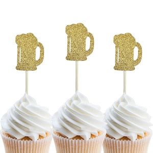 Beer glass toppers, beer cupcake toppers, beer stein cupcake toppers, beer party decor, cheers to years, cheers and beers topper