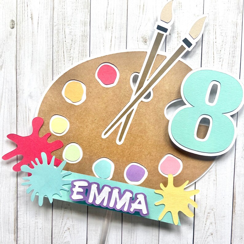 Art Cake Topper Custom Cake Topper Paint Pallet Cake Topper Etsy