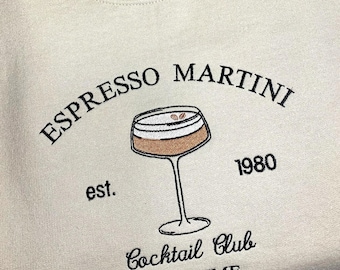 Sudadera Espresso Martini, bordado Espresso Martini, bordado, Tini Time, bordado de cóctel, espresso, café, bordado de bebidas