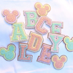 Chenille Iron On Letters, Letter Patches/Varsity Letters, Pastel Letters, Rose Gold, Embroidery, Applique