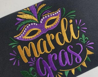 Mardi Gras T-Shirt/Mardi Gras Embroidery/ Shirt With Bow/Mardi Gras Shirt/Louisiana Shirt/Louisiana Mardi Gras Shirt / Embroidery/Louisiana