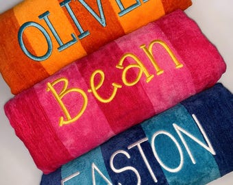 Personalized Beach Towels, Beach Towel, Custom Beach Towel, Embroidery, Embroidered beach Towel, Beach Towel with Name, Monogrammed Towel