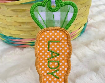 Etiquetas personalizadas bordadas para cestas de Pascua con forma de zanahoria/Pascua/Etiquetas/Bordado/Etiquetas con nombre/Etiquetas de Pascua/Bordado de Pascua/Etiquetas con nombre de Pascua