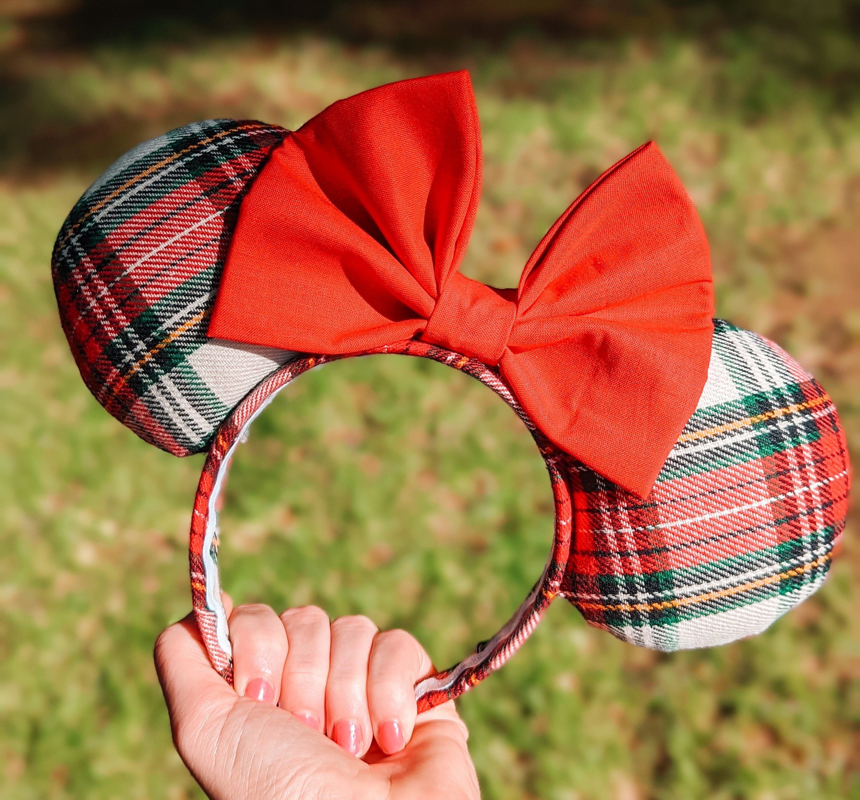 New 2020 Disney Christmas Mickey Mouse Candy Headband Plush Red Green Ears  Headband Disneyland Minnie Christmas Decoration Gifts