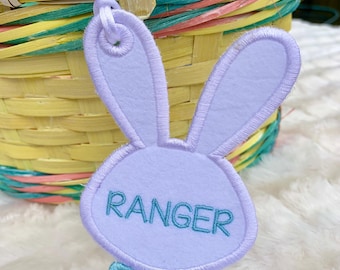 Personalized Embroidered Boy Easter Bunny Basket Tags/ Easter/ Tags/ Embroidery/ Name Tags/ Easter Tags/ Easter Embroidery/ Easter Name Tags