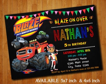 Blaze The Monster Machines Invitations Blaze The Monster Machines Birthday Party Invitation Blaze Digital File Printable