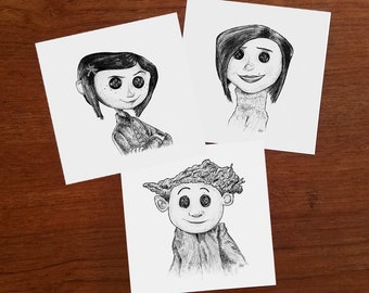 Coraline Art Prints / Wybie, Other Mother Wall Decor / Spooky Movie Art / Halloween Horror Gift