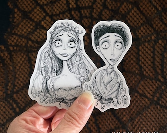 Corpse Bride Sticker / Spooky Goth Stickers for Laptop, Water Bottle / Gothic Wedding Bridal Gift