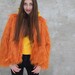 Orange Cropped Fur Jacket- Eco fur coat- yellow faux fur coat- White Faux fur jacket- pink fur coat- Gray Pink Shaggy Faux Fur-  fur bomber
