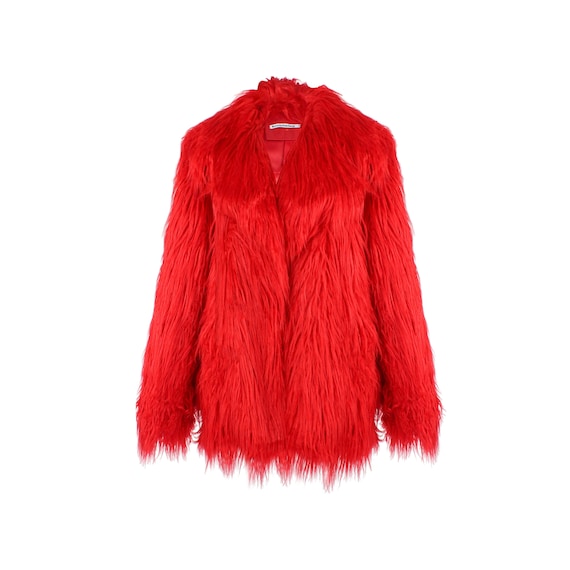 zara red fur coat