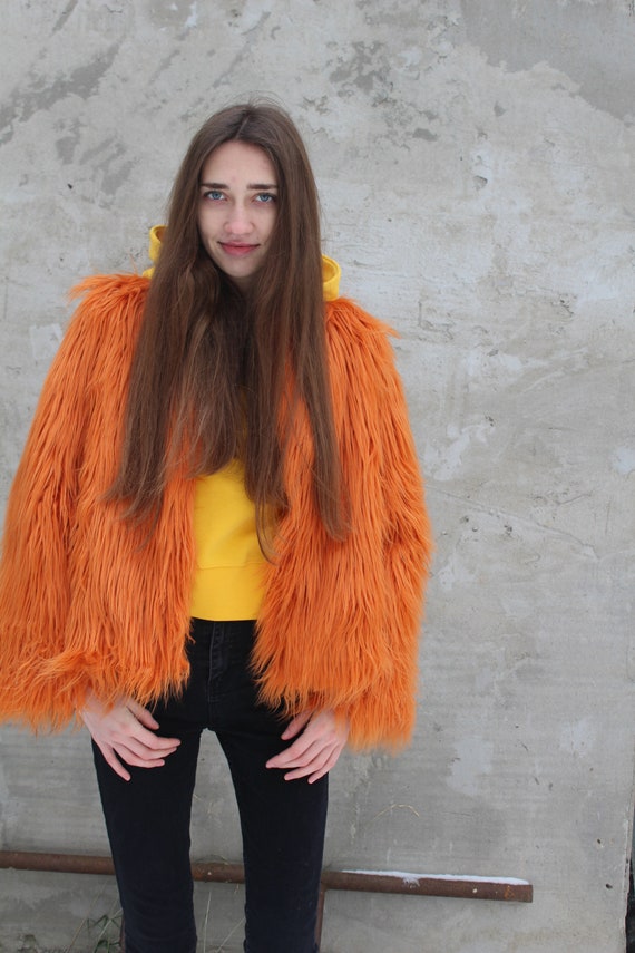 yellow fur jacket