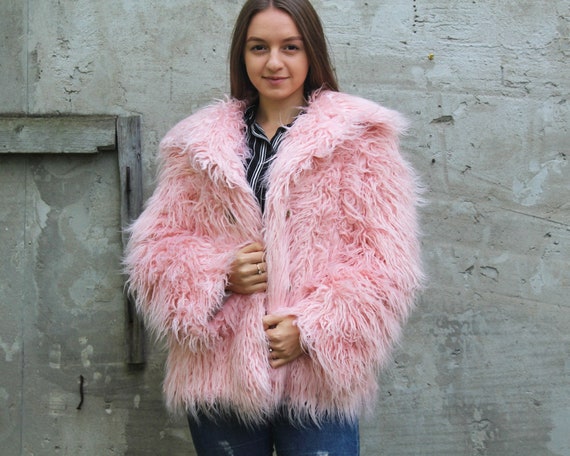 pink faux fur jacket