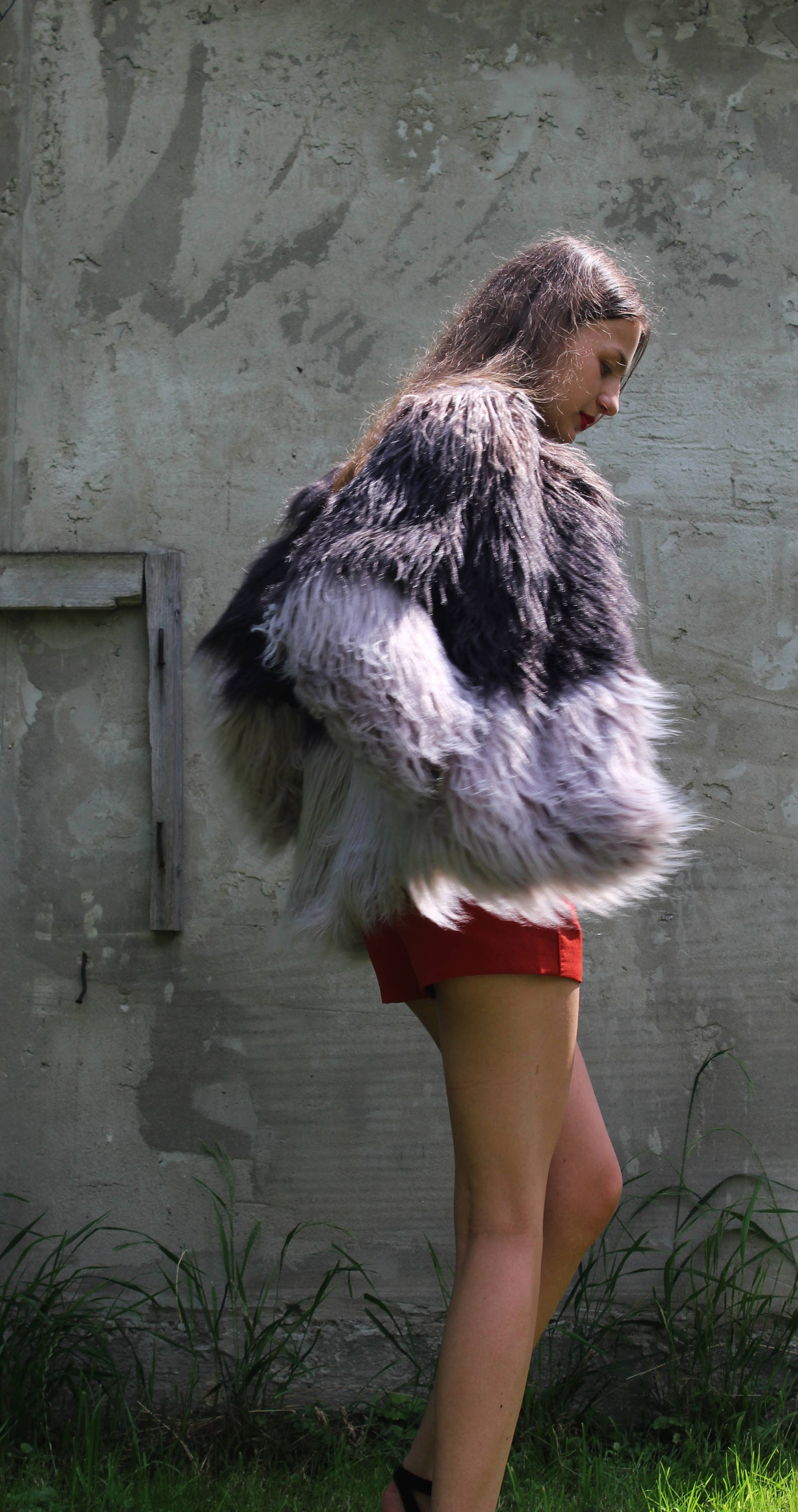 black mongolian faux fur coat