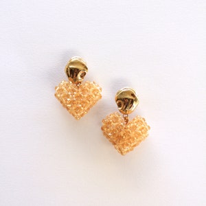 Beaded Heart Earrings in Gold image 1