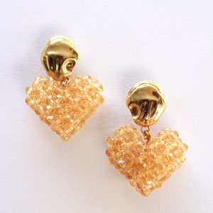 Beaded Heart Earrings in Gold image 2