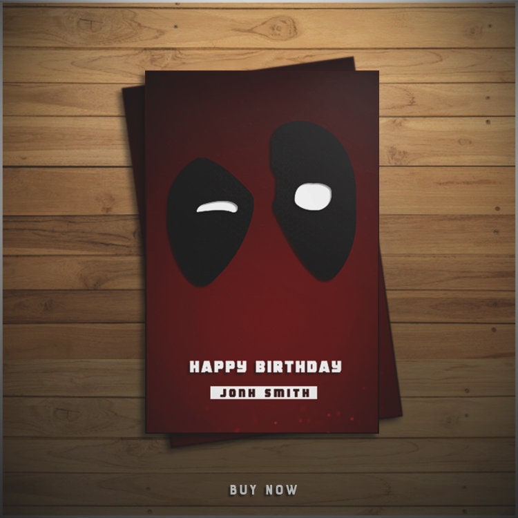Deadpool Carte D Anniversaire Marvel Deadpool Carte Etsy