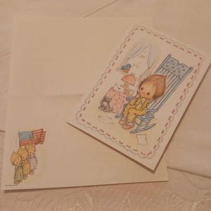 Raro set cartaceo vintage Betsey Clark cartolina Hallmark piu foglio da lettera