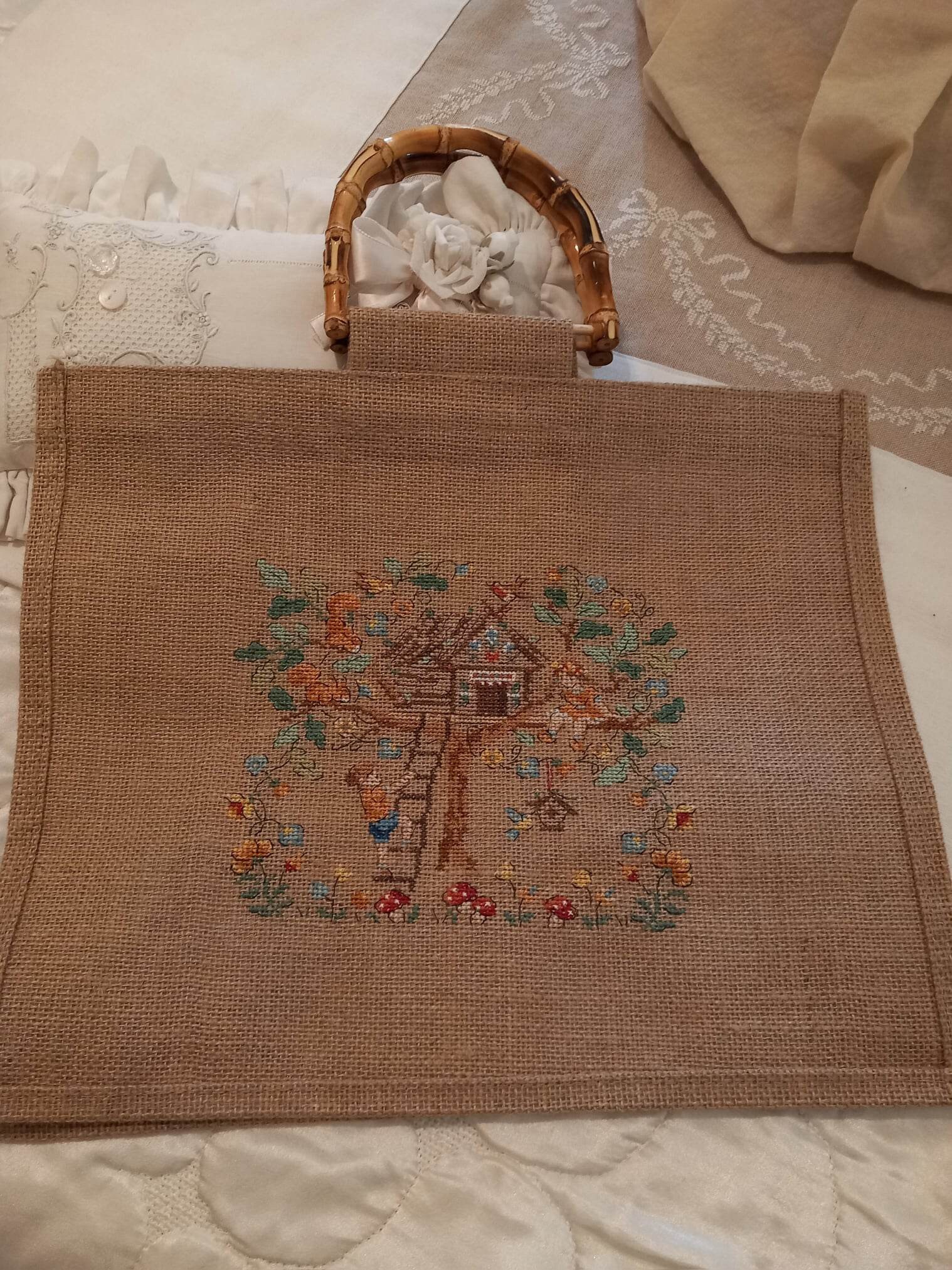 Moonworks Borsa In Cotone 'Moin Hamburg' Con Ancora - Shopper Resistente 38x42 Cm, 10L, Manici Lunghi 67 Cm, Lavabile, Alternativa Ecologica Alla Plastica - 3