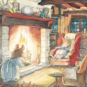 Dalla famosa artista Jill Barklem dalla avventure Brambly Hedge Boscodirovo biglietto da collezione con topolini