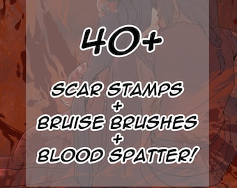 Blood Splatter/ Scar/ Bruises Stamp Pack for procreate!