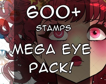 Plus de 600 méga packs oculaires pour Procreate et CSP ! Anime, manga, dessin animé facile Tampons et pinceaux pour placer les yeux angles référence style expression