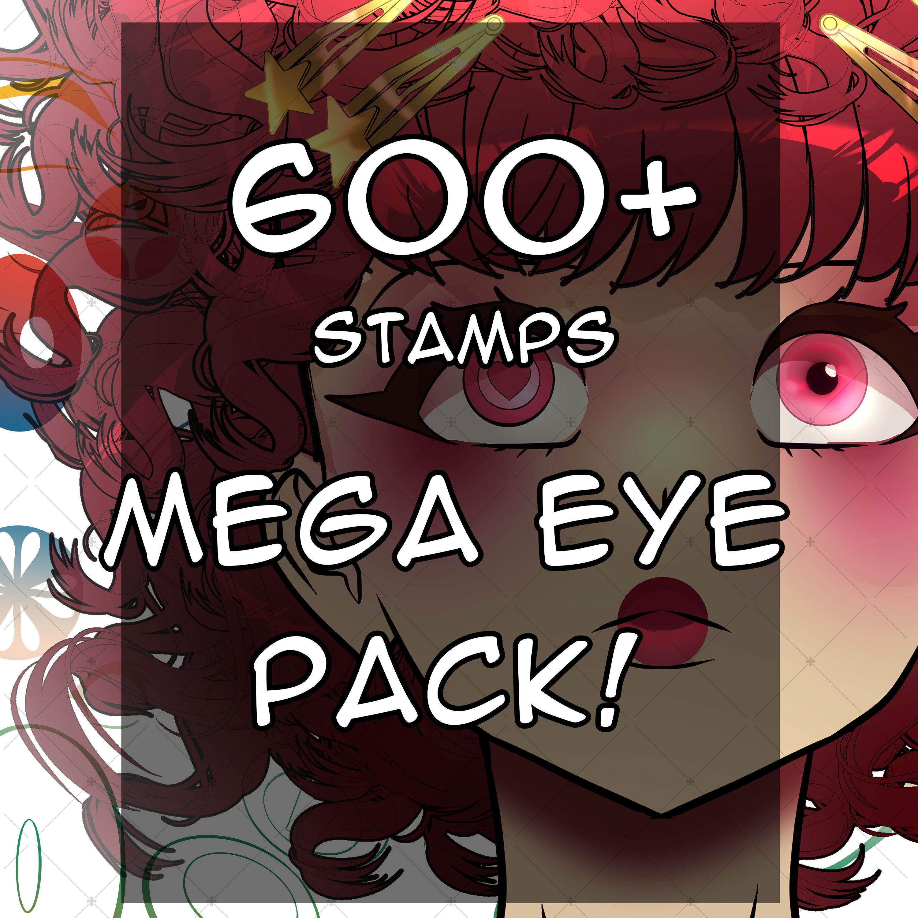 600+ Mega Eye Stamp & Brush Pack for Procreate and Clip Studio Paint – Anime, Manga, Cartoon Eyes in Multiple Angles