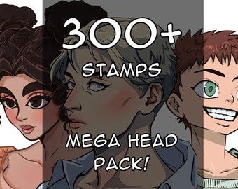 Plus de 300 packs d'extension Anime Head pour Procreate, CSP ! Pinceaux masculins et féminins, anatomie, angles, tampons, pose, position de la tête, y compris les épaules