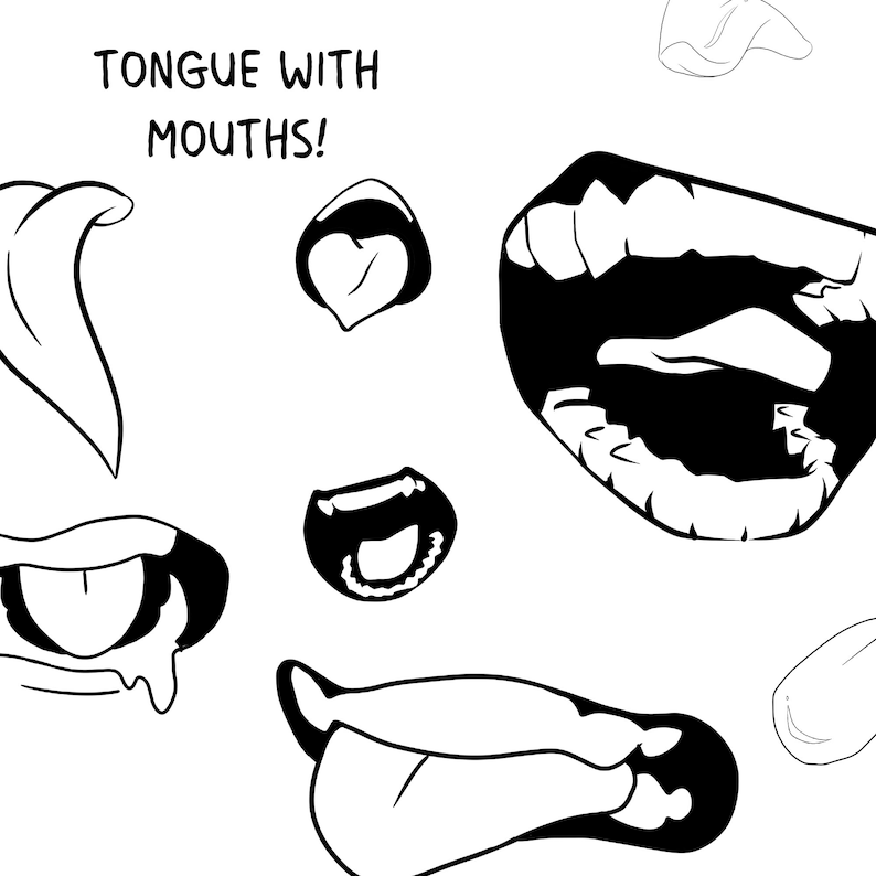 350 Anime Mouth Pack for Procreate and CSP Anime Teeth, Tongue, Angles