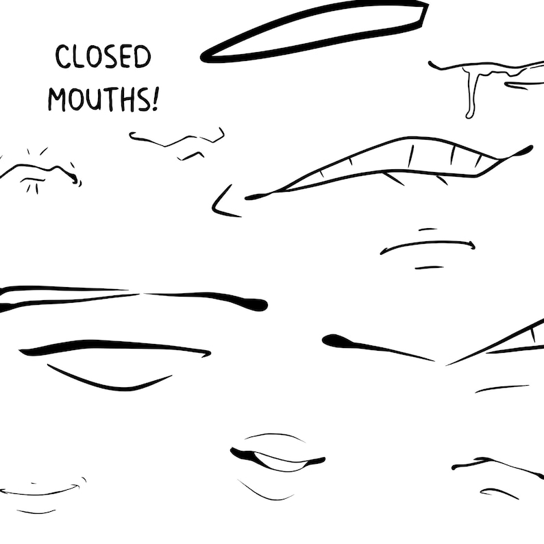 350 Anime Mouth Pack for Procreate and CSP Anime Teeth, Tongue, Angles