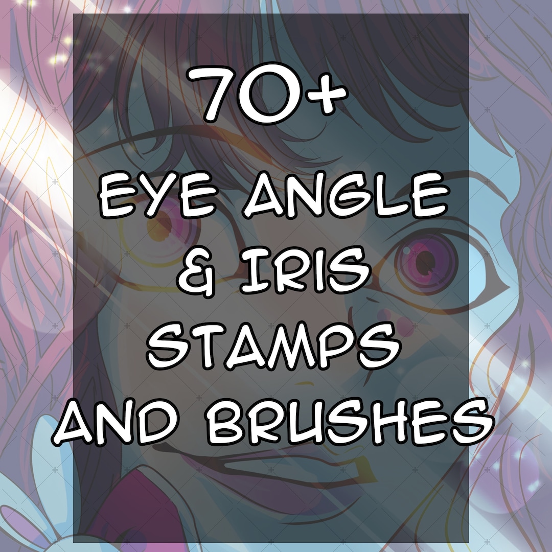 70+ Basic Eye Angle Pack for Procreate and CSP! Anime, manga, Cartoon easy Stamps & Brushes to place eyes angles reference style expression