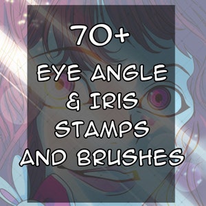 70+ Basic Eye Angle Pack for Procreate and CSP! Anime, manga, Cartoon easy Stamps & Brushes to place eyes angles reference style expression