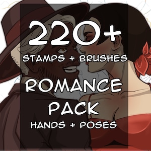 200+ Romantic Stamp Pack for Procreate & Clip Studio Paint! Includes stamps and brushes for kissing, Hand-holding, dancing, love valentines