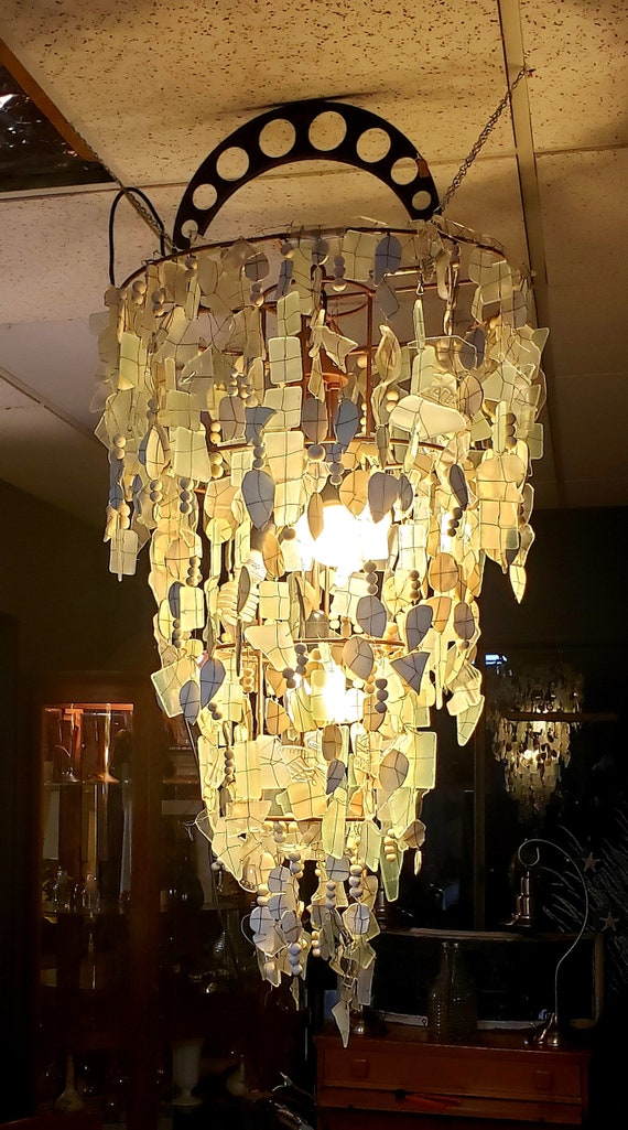 Sea Glass hanging lamp , chandelier