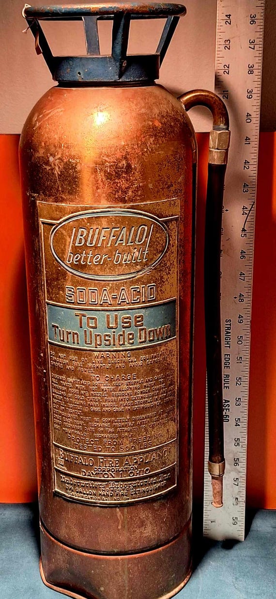 Vintage Buffalo Fire Extinguiser Brass & Copper 24 3/8" high