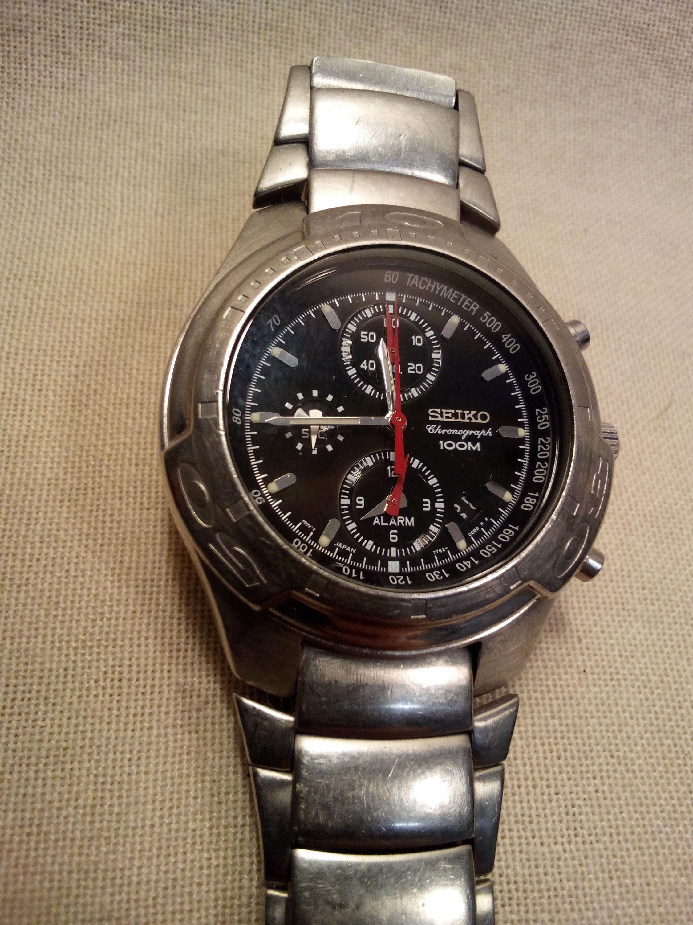 Seiko Chronograph 100M Model Number 7T62 Caliber Watch
