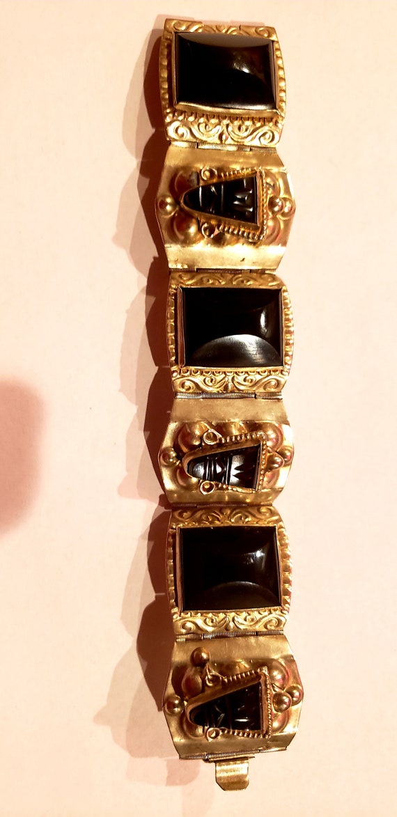 Silver and onyx vintage bracelet