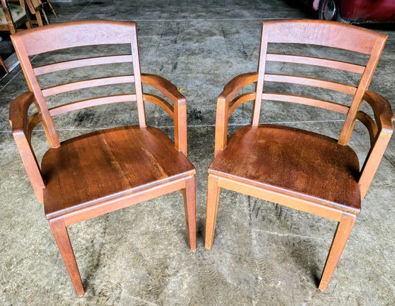 Chair mid century Gunlocke solid walnut