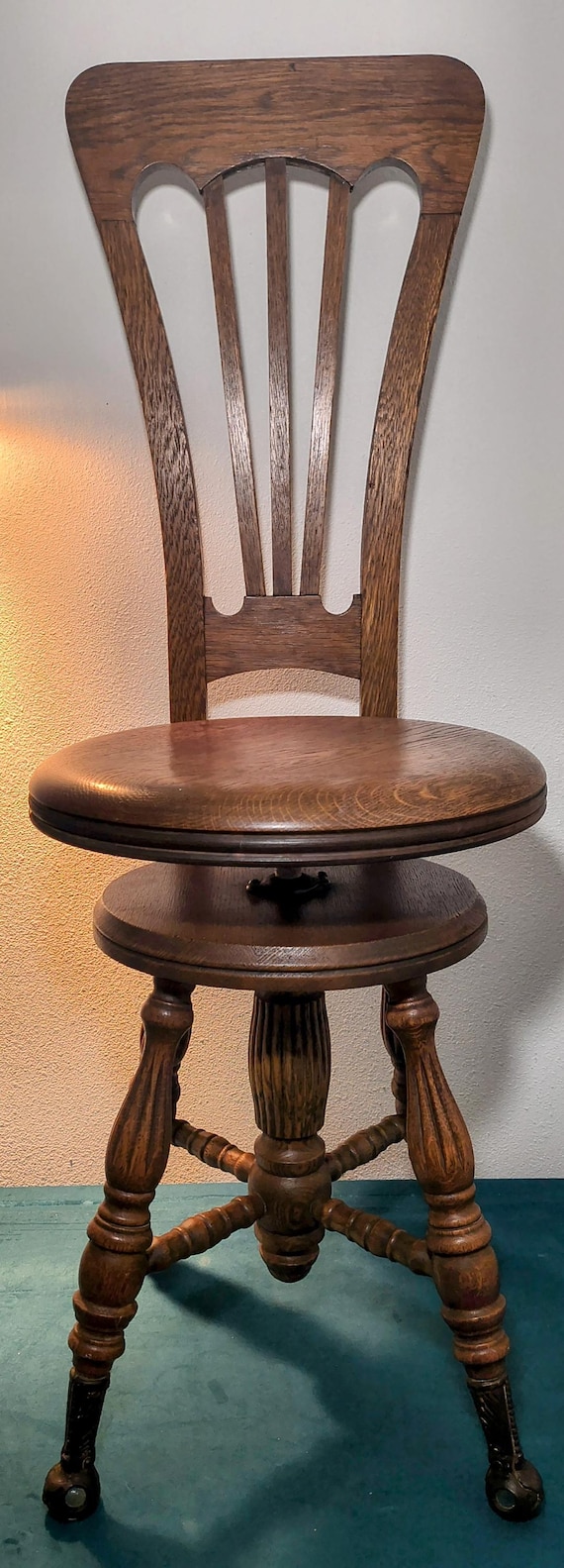 Piano/Organ Stool Charles Parker Victorian Claw footed Swivel Stool