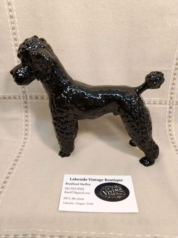 Goebel West Germany black poodle porcelain dog figurine, manufactured in 1968.