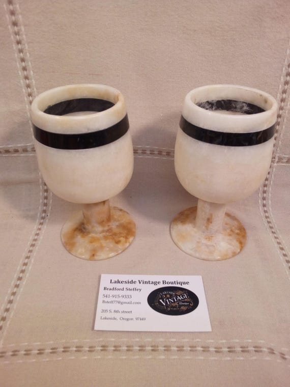 Natural Onyx Stone Goblets, sold in a set for decorative or functional use