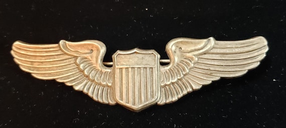 Aviator Air force Pilot 3" 925 Sterling Silver wings, pin, badge