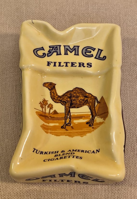 Camel filter ashtray. Crumpled Box design
