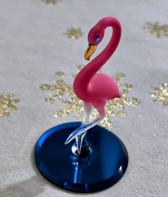 Pink Flamingo,Glass Baron, hand blown glass, Swarovski, Gold