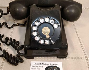 Vintage Red Bar Kellogg Rotary Phone Art Deco bakelite